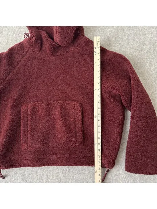 VINCE Cozy Pile Fleece Pullover Hoodie Anise Red Womens Small - Picture 4 of 9